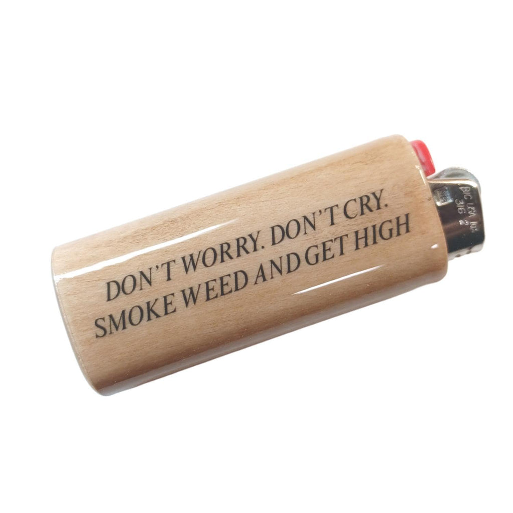 Lighter with humorous text on a white background