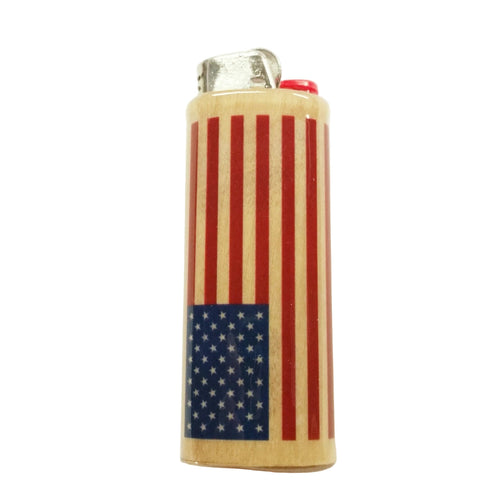 Lighter with American flag design on a white background