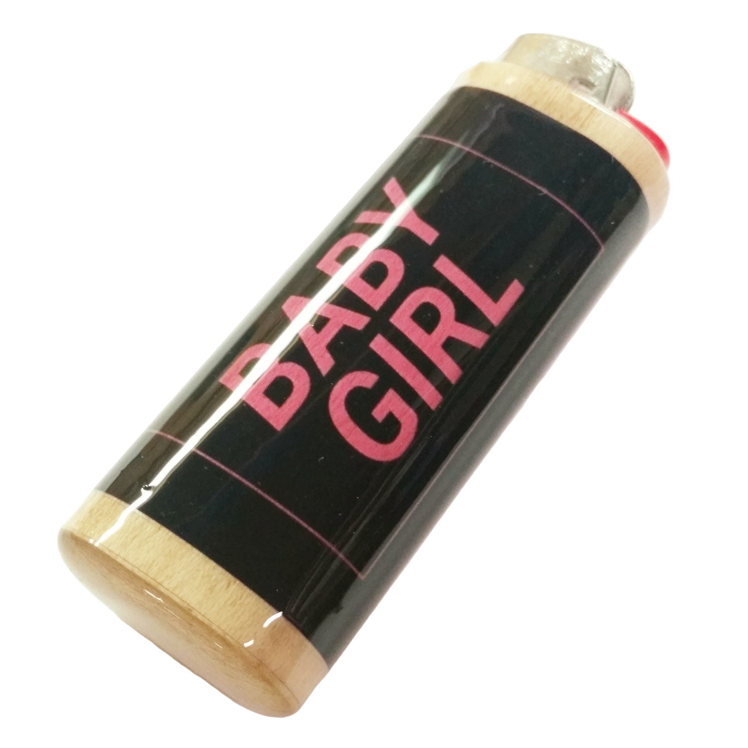 Lighter with 'BABY GIRL' text on a white background