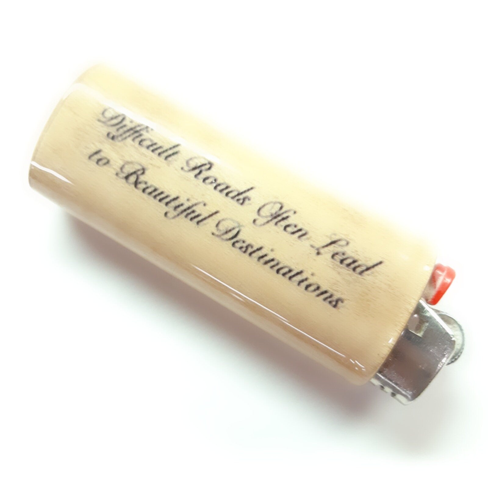 Lighter with motivational quote on a white background