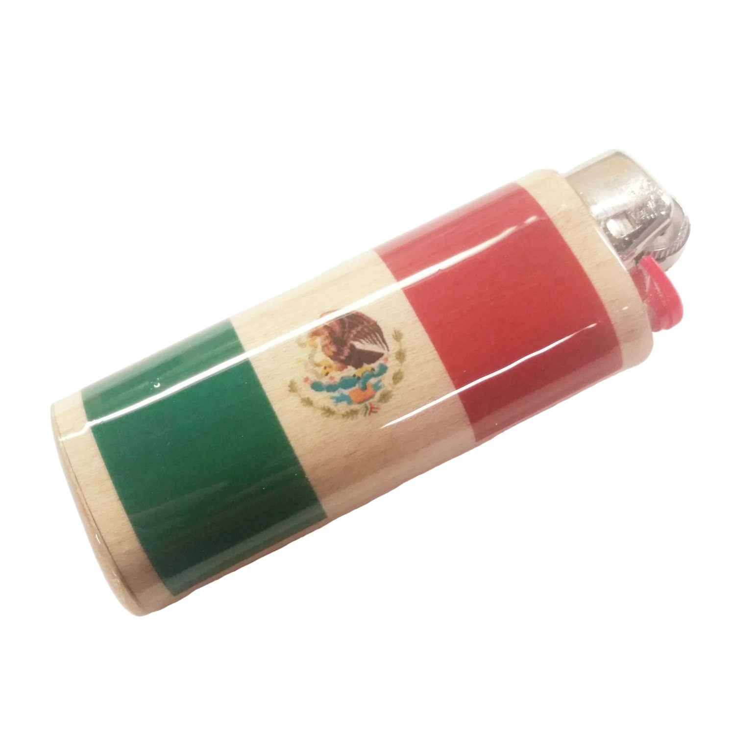 Lighter with Mexican flag design on a white background