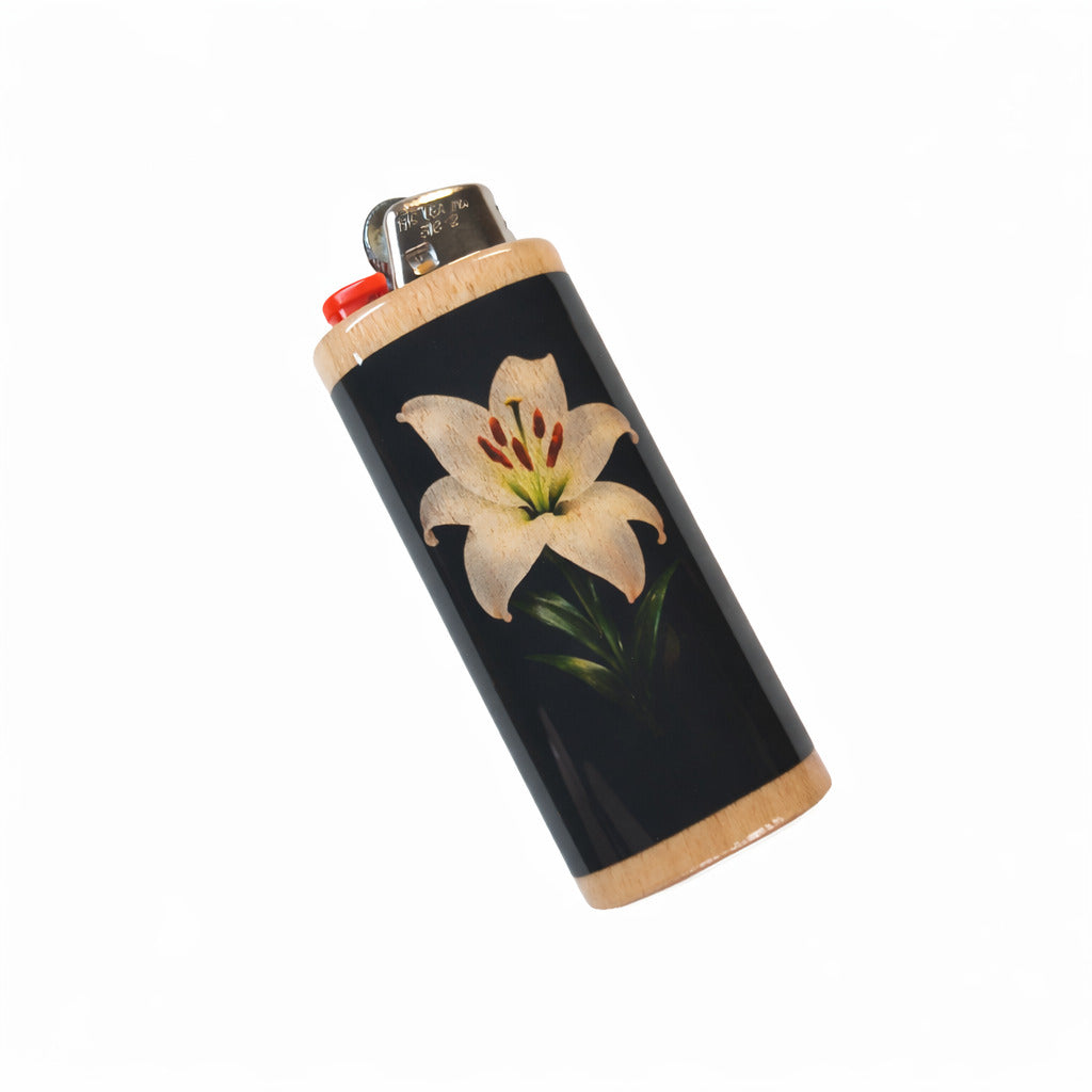 Lighter with a floral design on a white background